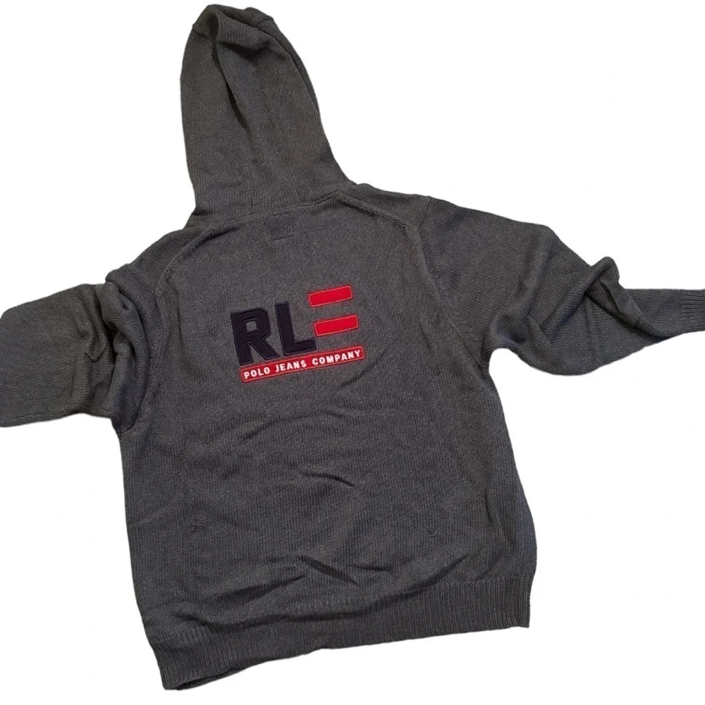 Polo Ralph Lauren Gray Hooded Sweater Men XL Pullover Classic Logo